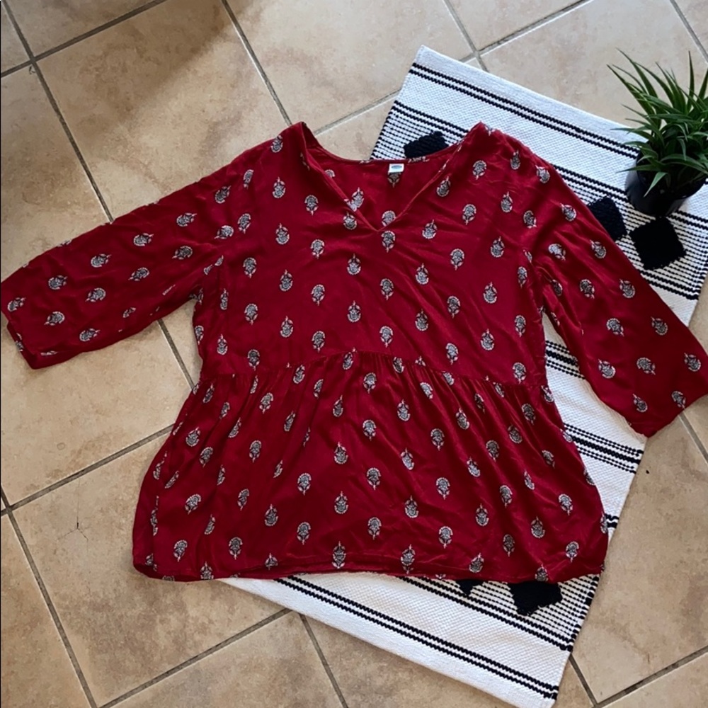 Red flowy blouse
